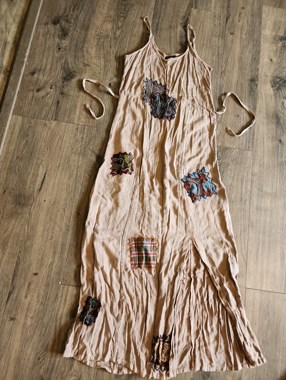 Boho Patchwork Spaghetti Strap Maxi Dress Sacred Threads Size M